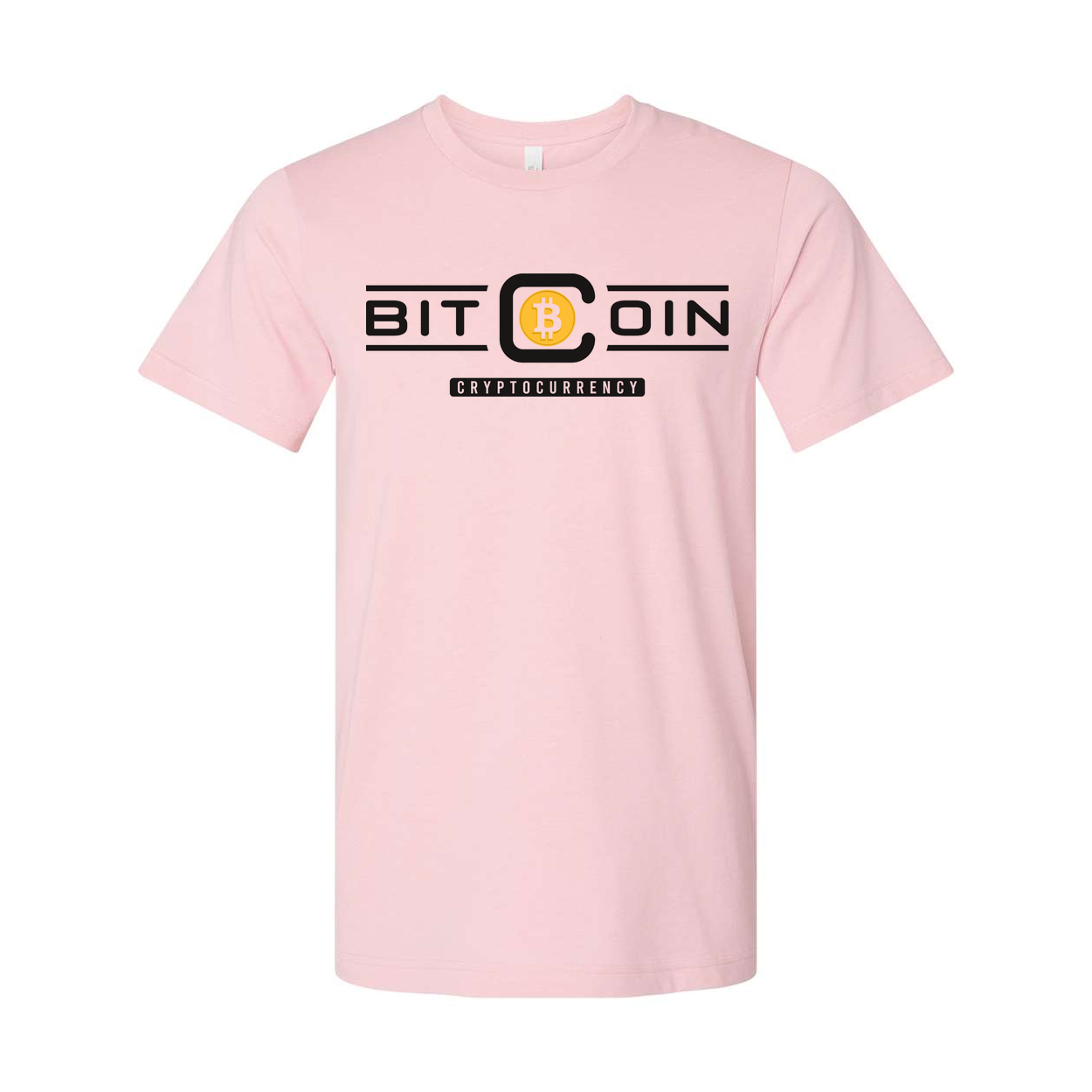 Bitcoin Cryptocurrency Logo Graphic T Shirt for Unisex Wearers Featuring Bold Blockchain Icon
