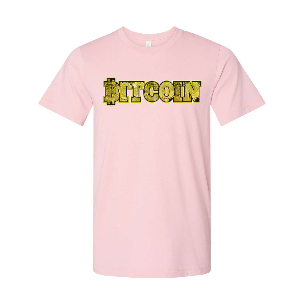Bitcoin Graphic Unisex T Shirt With Gold Lettering Cryptocurrency Theme Casual Wear