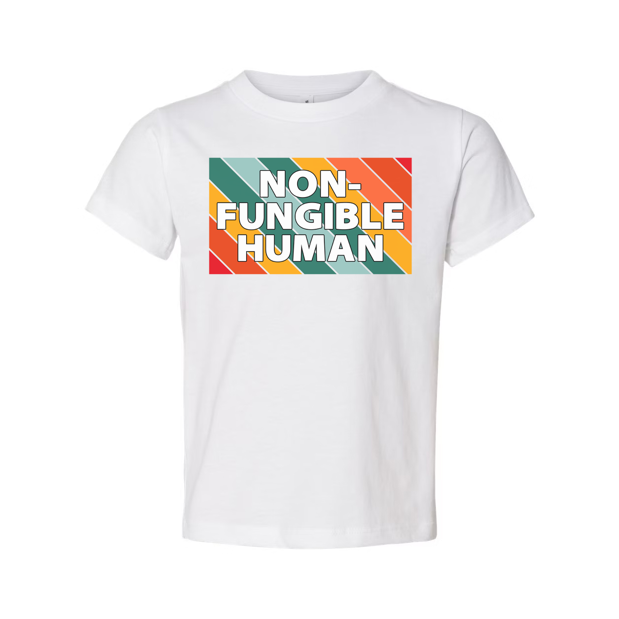Non-Fungible Human Graphic Unisex T Shirt With Colorful Retro Stripe Pattern Artwork