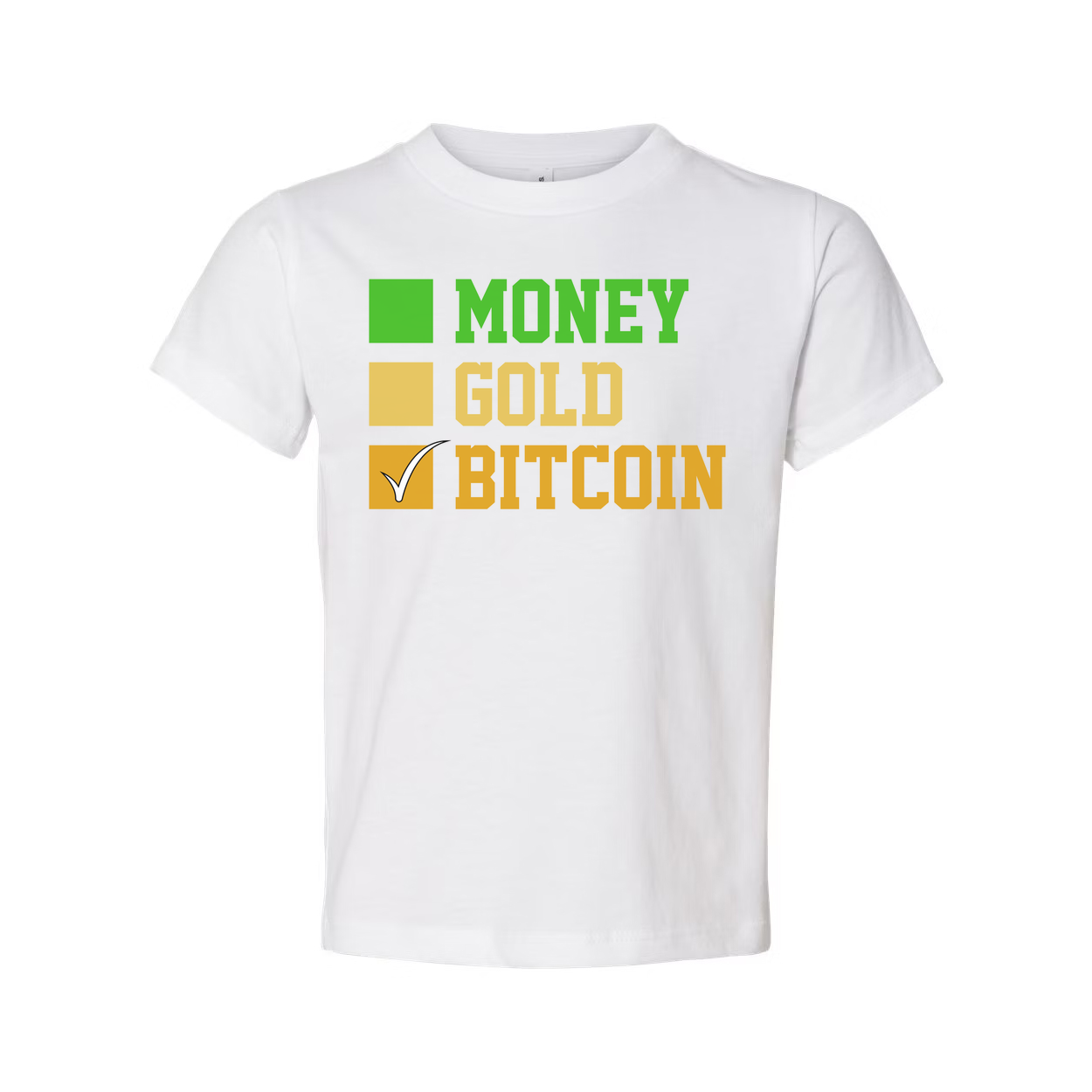 Crypto Currency Unisex T Shirt With Money Gold Bitcoin Graphic Checkmark Design For Casual Wear