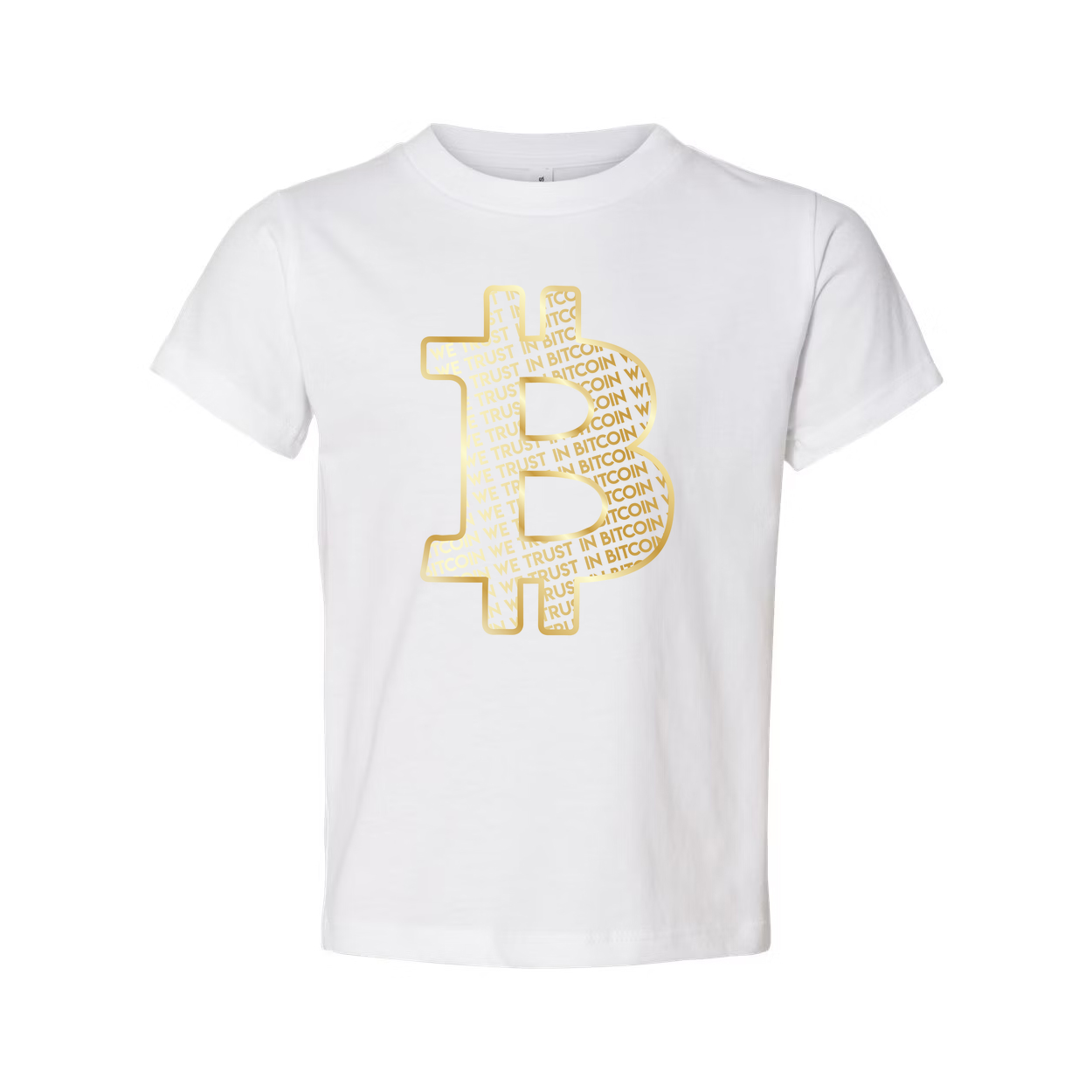 Unisex Bitcoin Symbol Graphic Tee With Gold Outline And Trust In Bitcoin Pattern