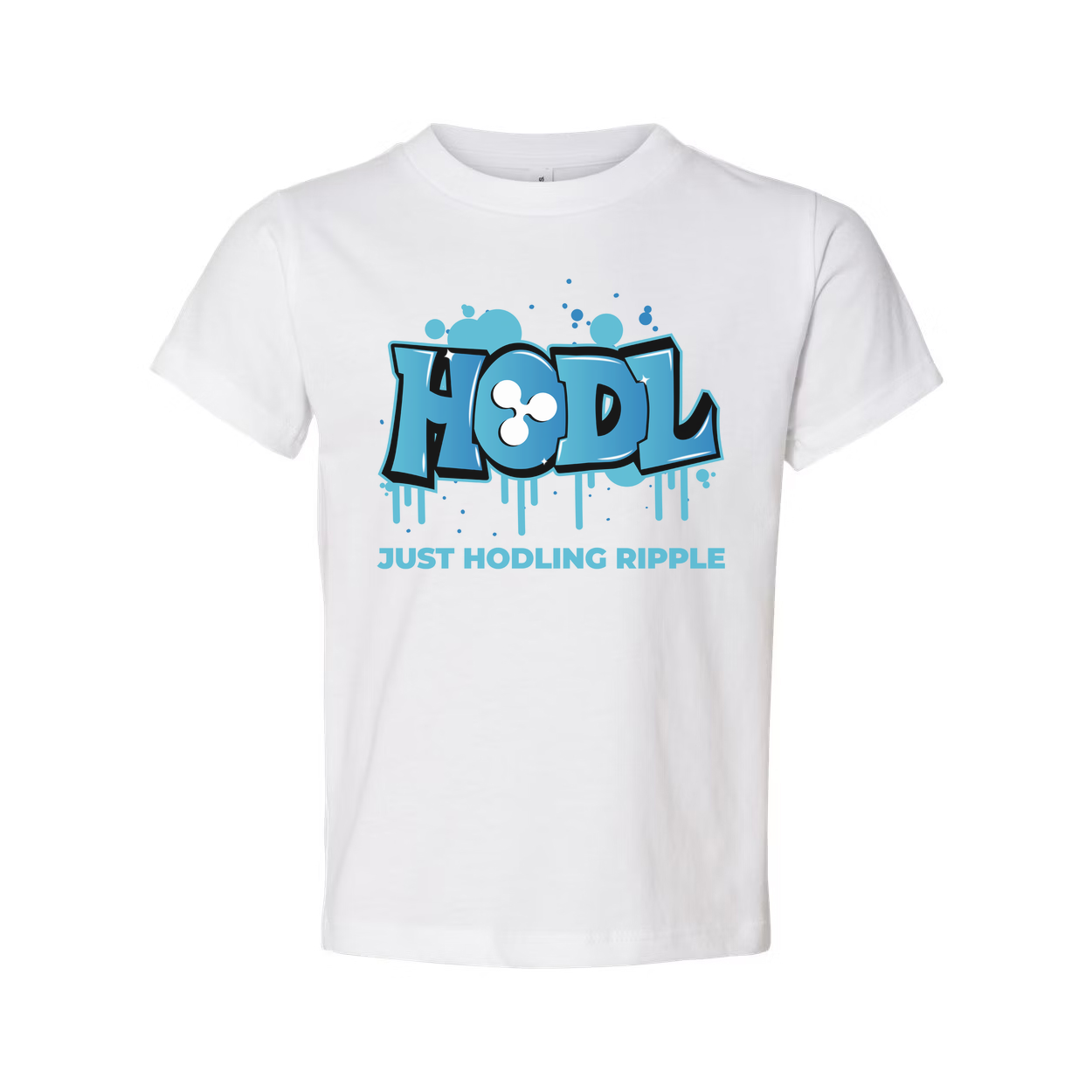 Crypto Hodl Graffiti Tee Featuring Blue HODL Logo And Just Hodling Ripple Text For Unisex Fit