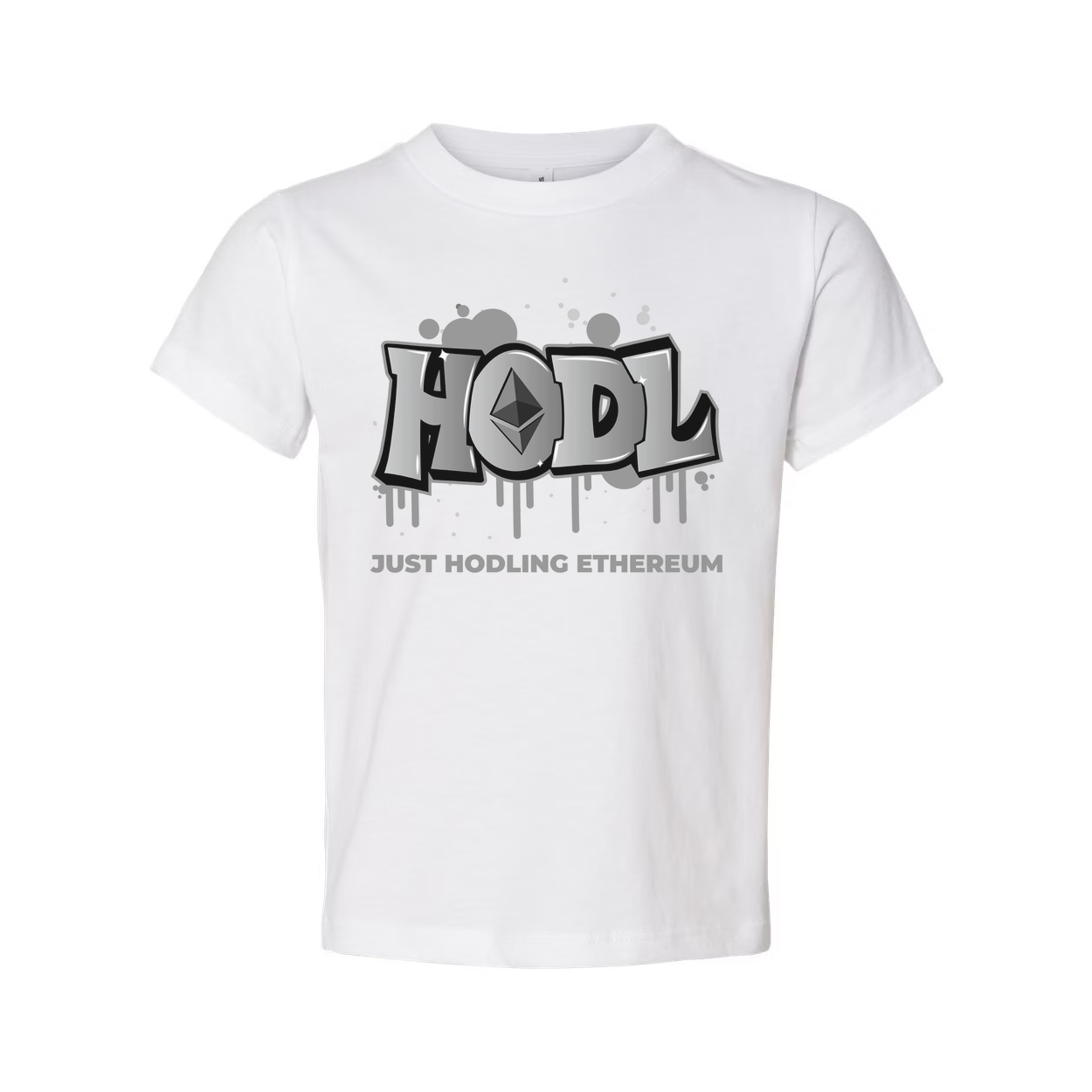 Unisex Short Sleeve Graphic Tee Featuring Hodl Ethereum Logo Artwork and Retro Typeface