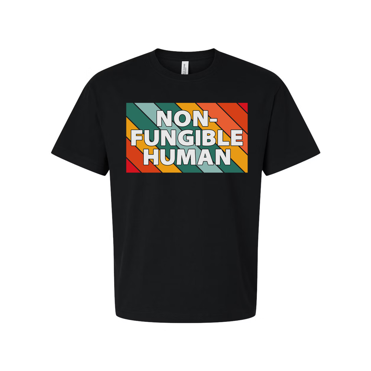 Non-Fungible Human Graphic Unisex T Shirt With Colorful Retro Stripe Pattern Artwork