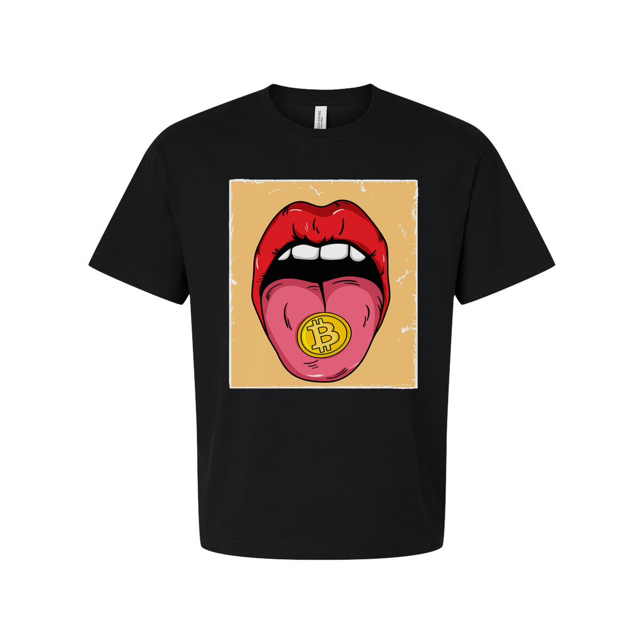 Crypto Bitcoin Tongue Graphic Tee for Unisex Adults