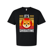 Its Shiba Time Graphic T Shirt With Retro Sunrise And Playful Shiba Inu Illustration For Casual Unisex Wear