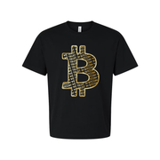 Unisex Bitcoin Symbol Graphic Tee With Gold Outline And Trust In Bitcoin Pattern