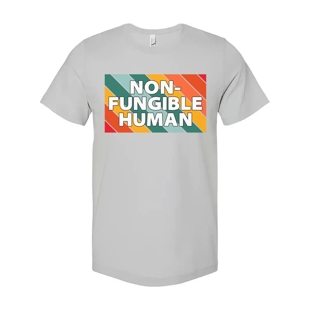 Non-Fungible Human Graphic Unisex T Shirt With Colorful Retro Stripe Pattern Artwork