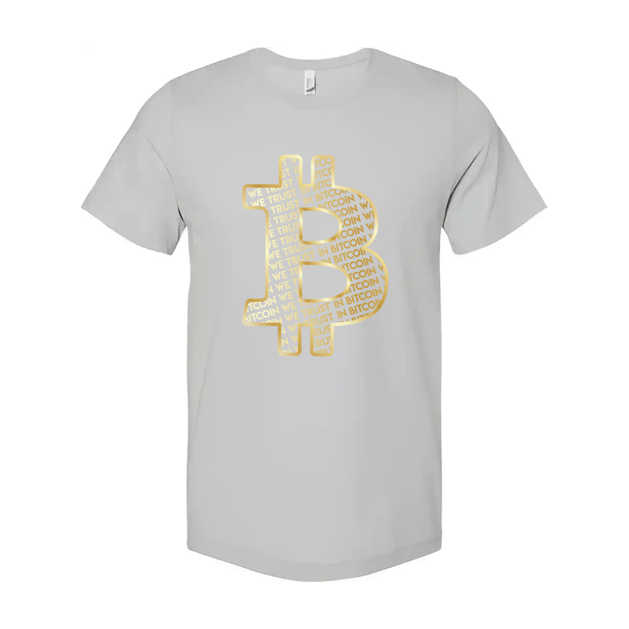Unisex Bitcoin Symbol Graphic Tee With Gold Outline And Trust In Bitcoin Pattern
