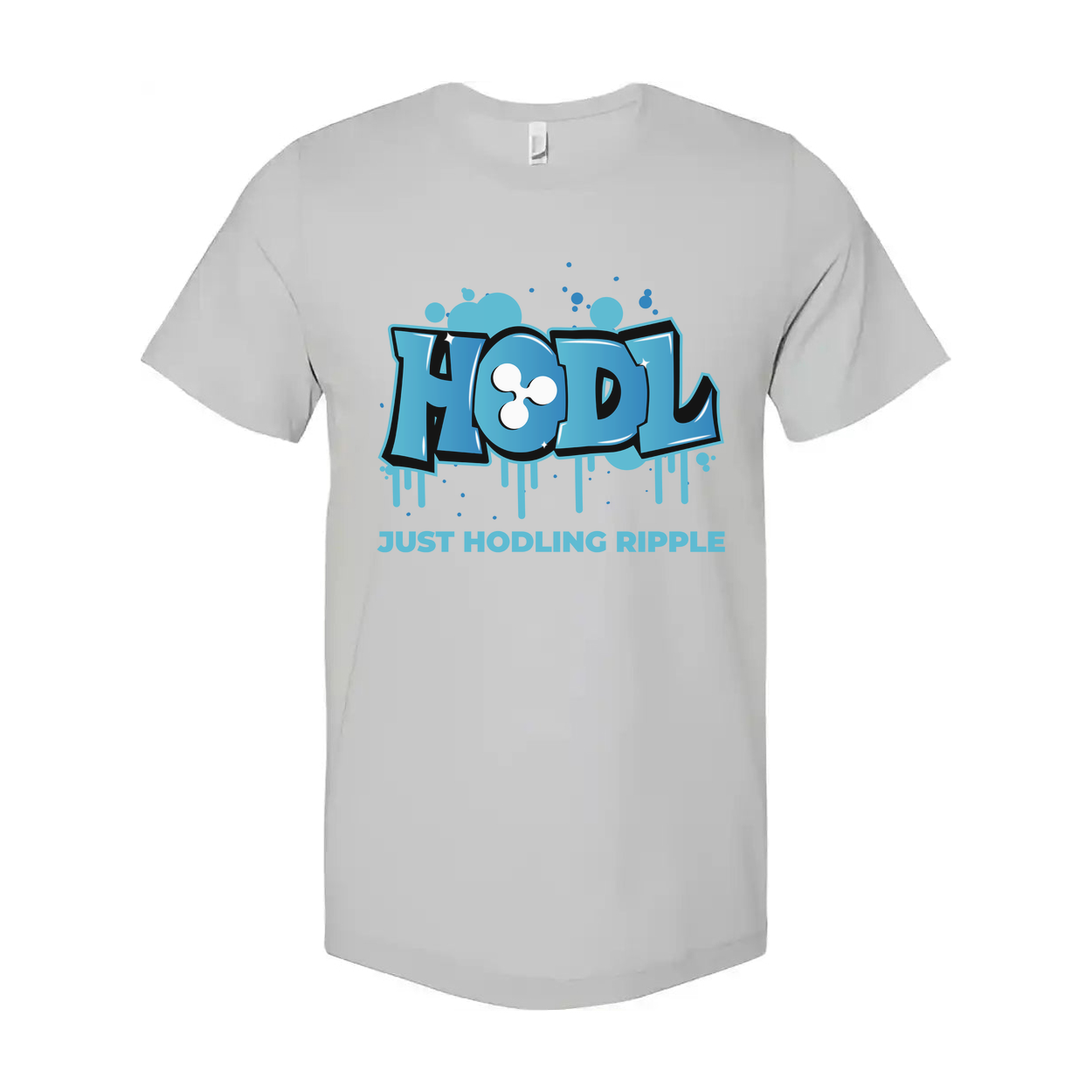 Crypto Hodl Graffiti Tee Featuring Blue HODL Logo And Just Hodling Ripple Text For Unisex Fit