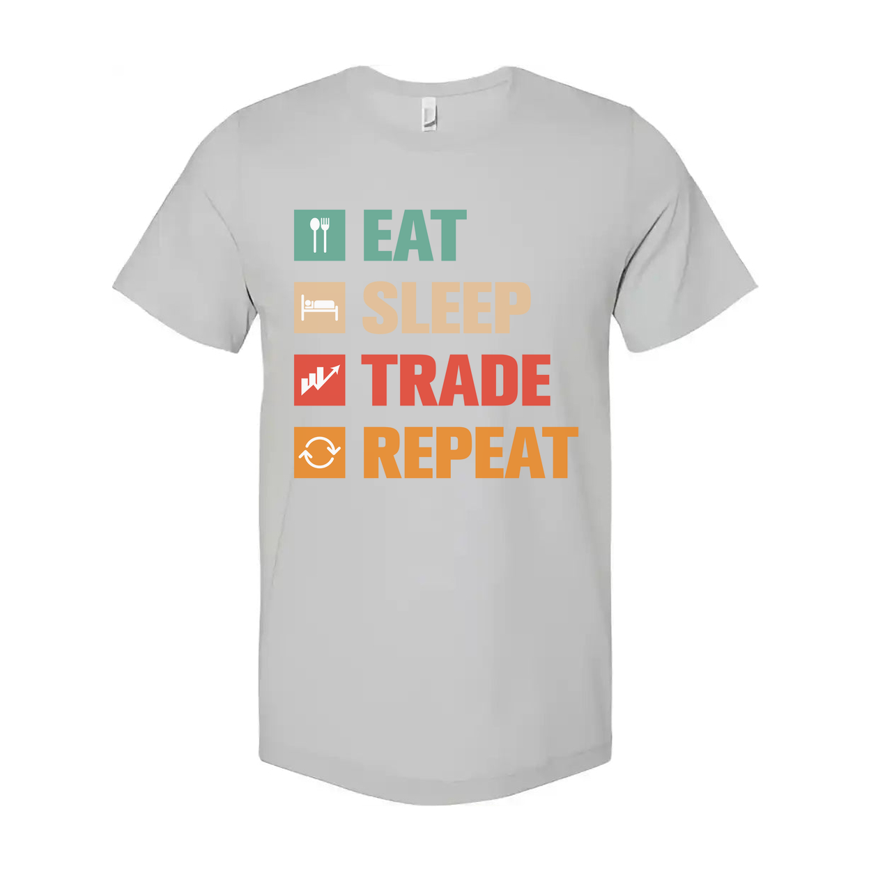Crypto Trading Unisex T Shirt Eat Sleep Trade Repeat Graphic Tee for Investors and Traders
