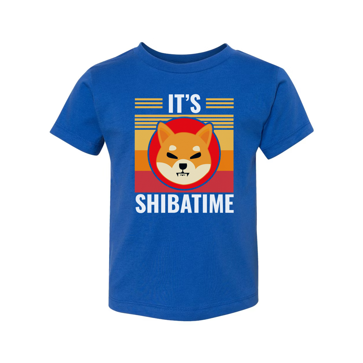 Its Shiba Time Graphic T Shirt With Retro Sunrise And Playful Shiba Inu Illustration For Casual Unisex Wear