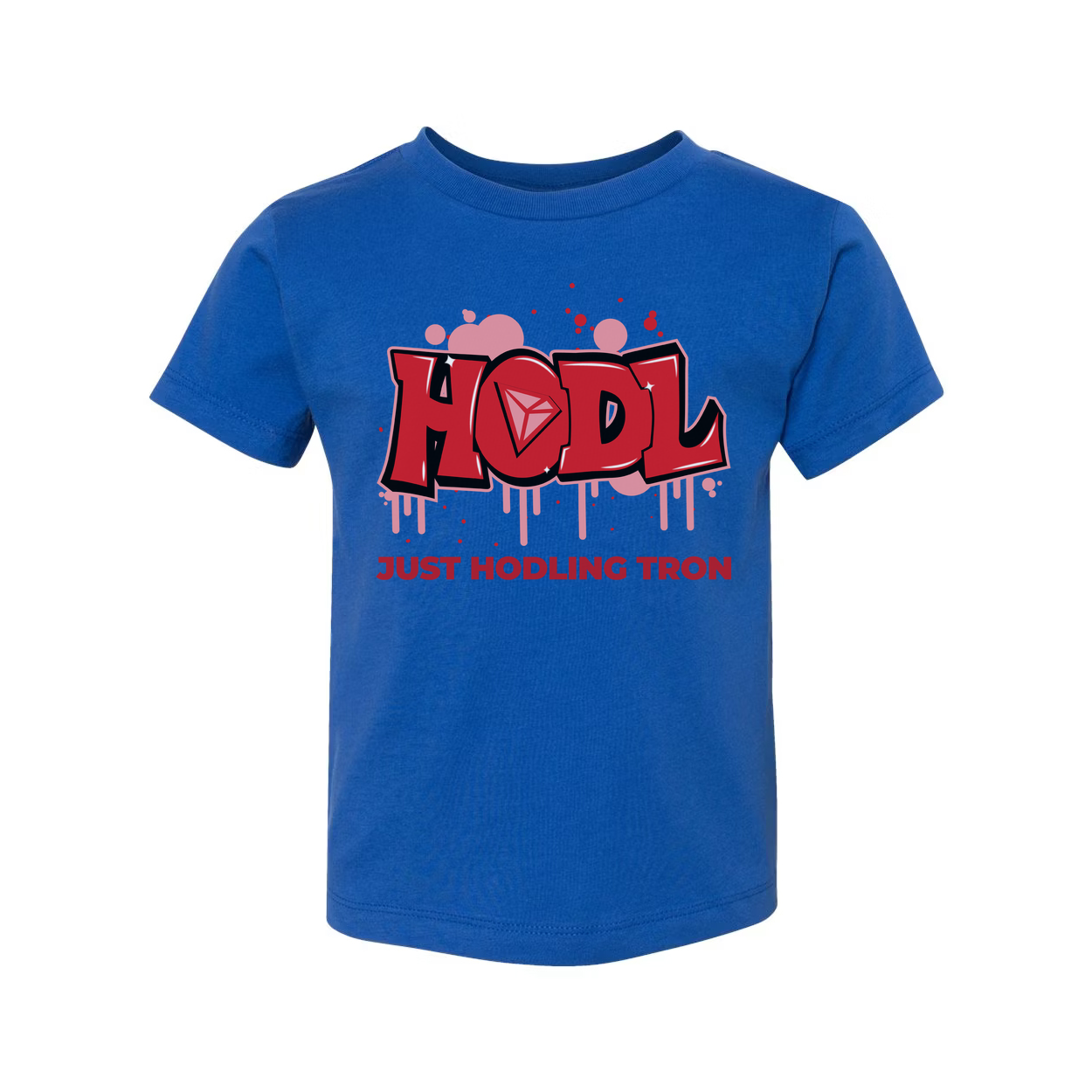 Hodl Tron Graphic Unisex Tee For Crypto Enthusiasts With Bold Red Lettering And Drip Design
