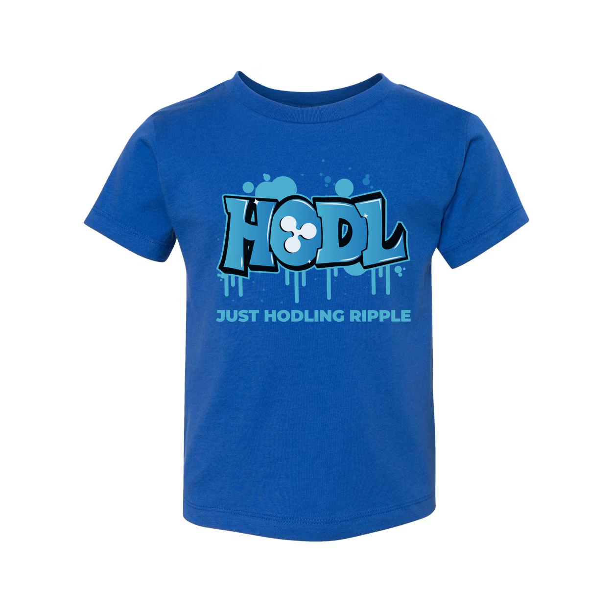 Crypto Hodl Graffiti Tee Featuring Blue HODL Logo And Just Hodling Ripple Text For Unisex Fit
