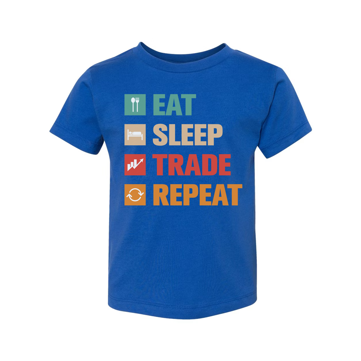Crypto Trading Unisex T Shirt Eat Sleep Trade Repeat Graphic Tee for Investors and Traders
