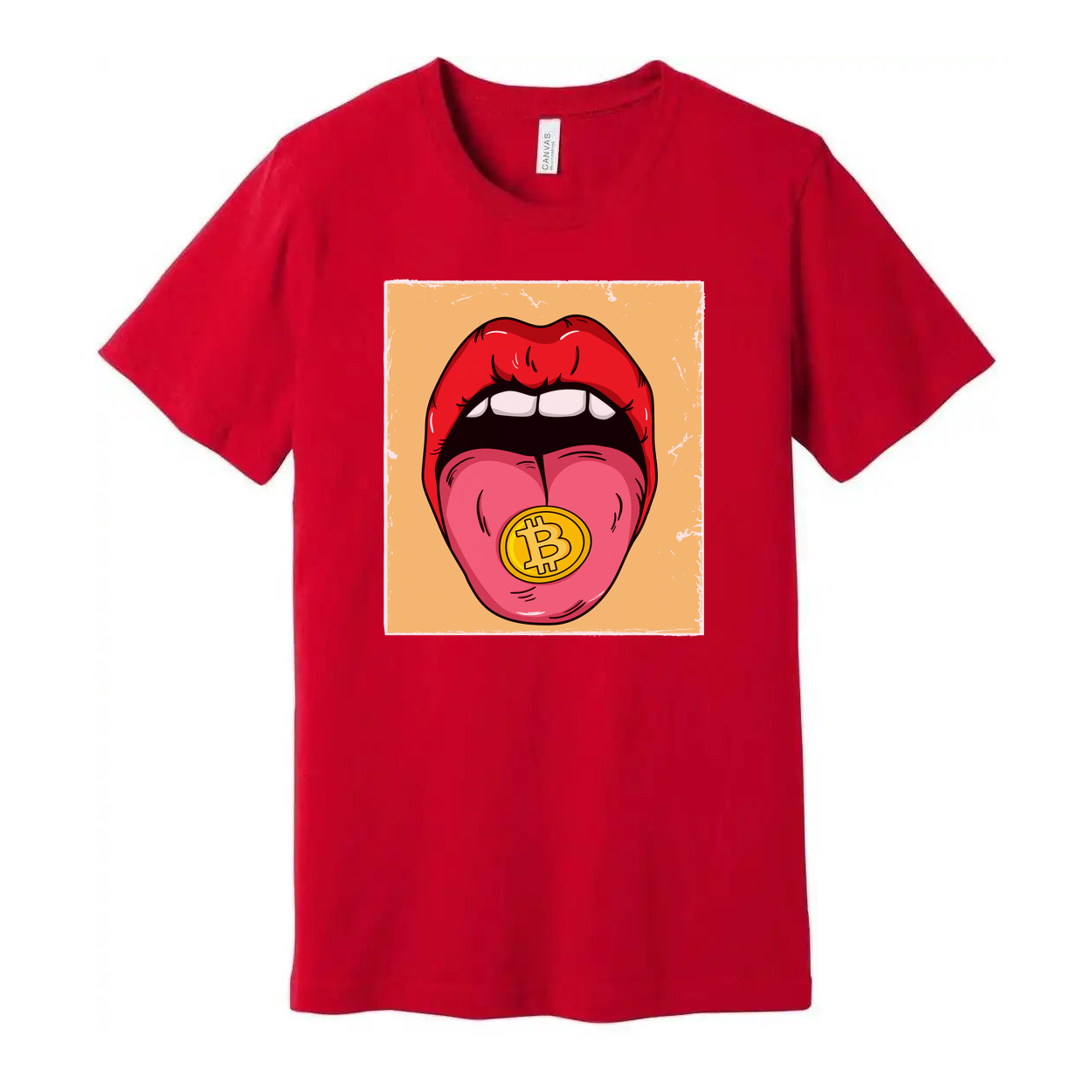 Crypto Bitcoin Tongue Graphic Tee for Unisex Adults