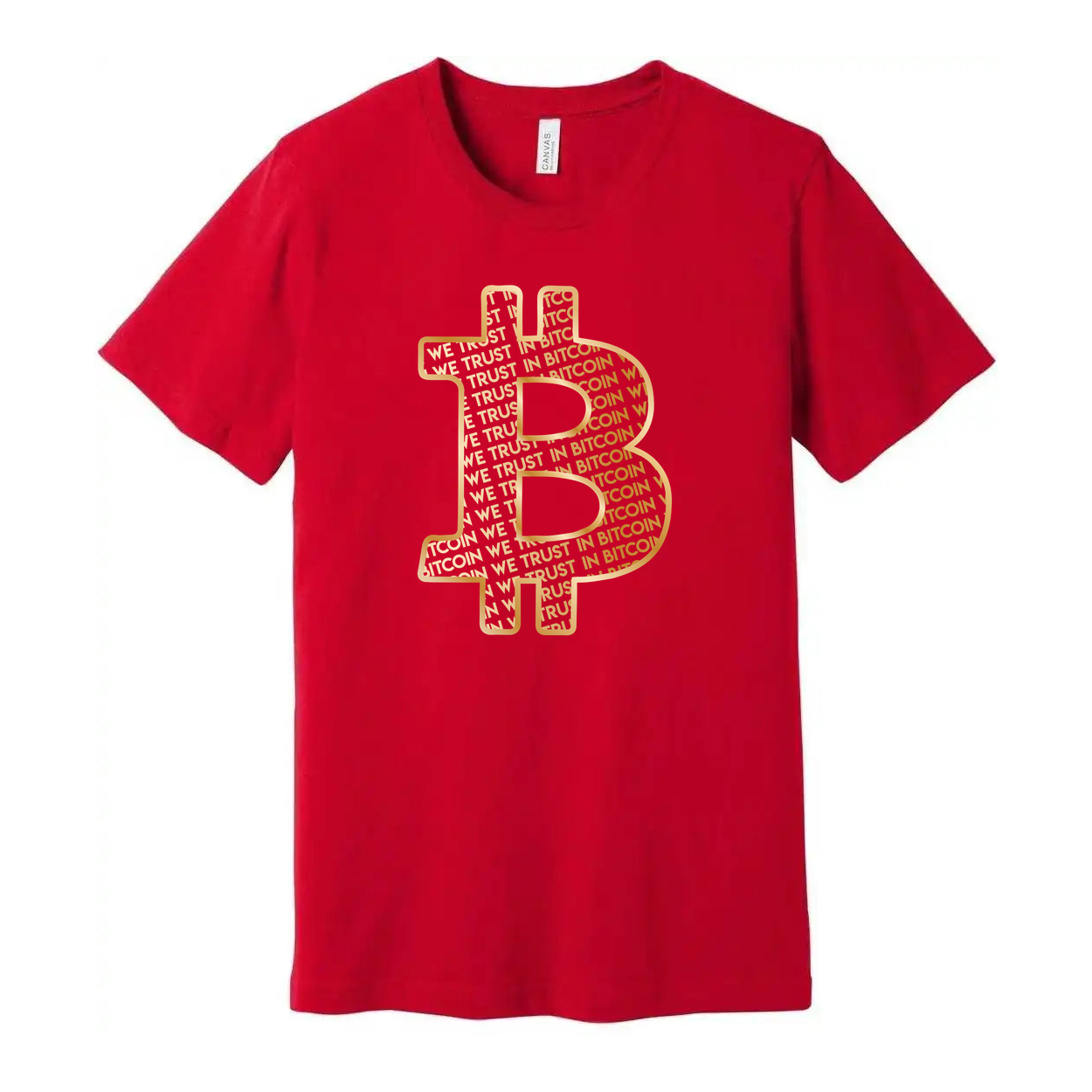 Unisex Bitcoin Symbol Graphic Tee With Gold Outline And Trust In Bitcoin Pattern