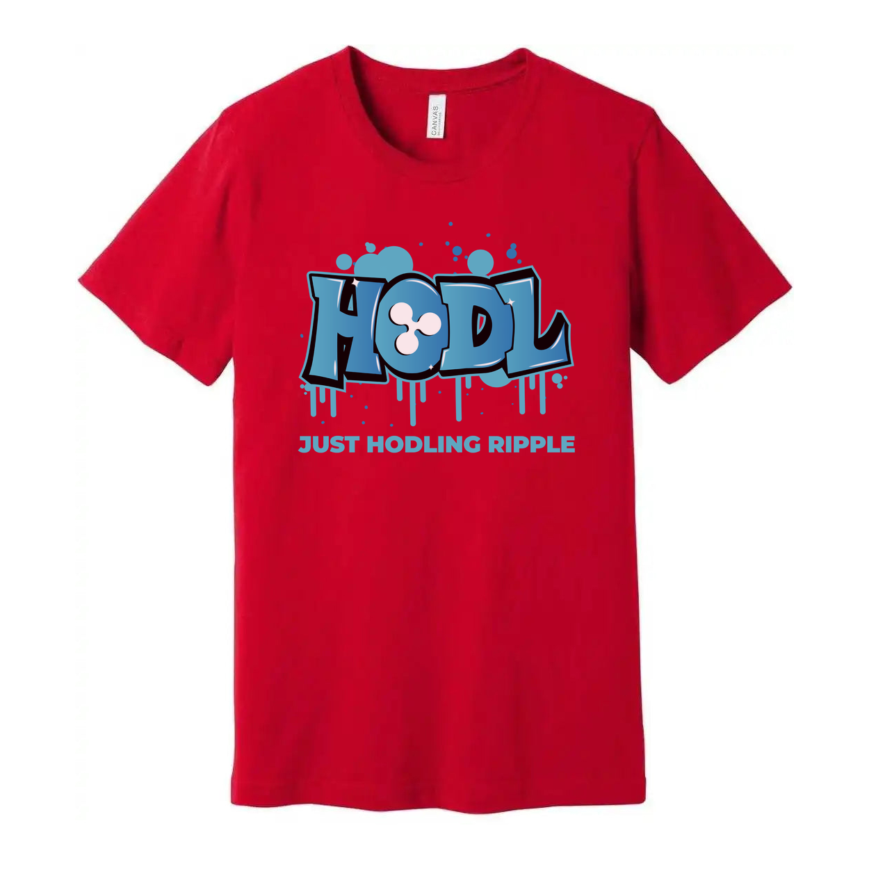 Crypto Hodl Graffiti Tee Featuring Blue HODL Logo And Just Hodling Ripple Text For Unisex Fit