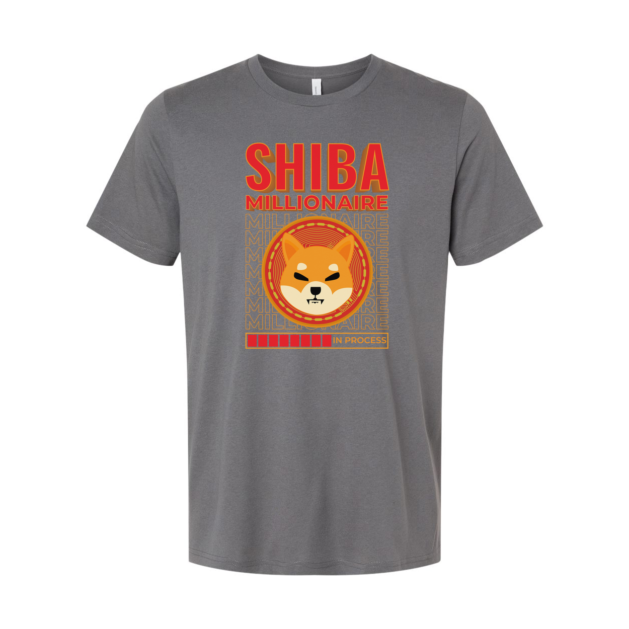 Shiba Millionaire Graphic T Shirt With Coin Emblem And Progress Bar Design Artwork