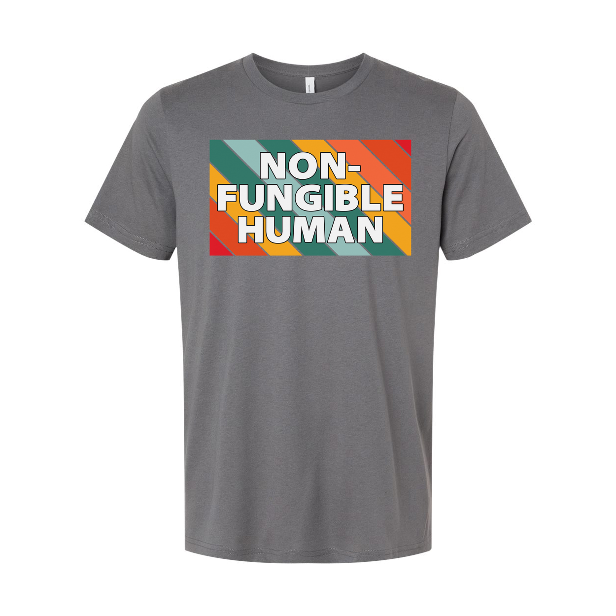 Non-Fungible Human Graphic Unisex T Shirt With Colorful Retro Stripe Pattern Artwork