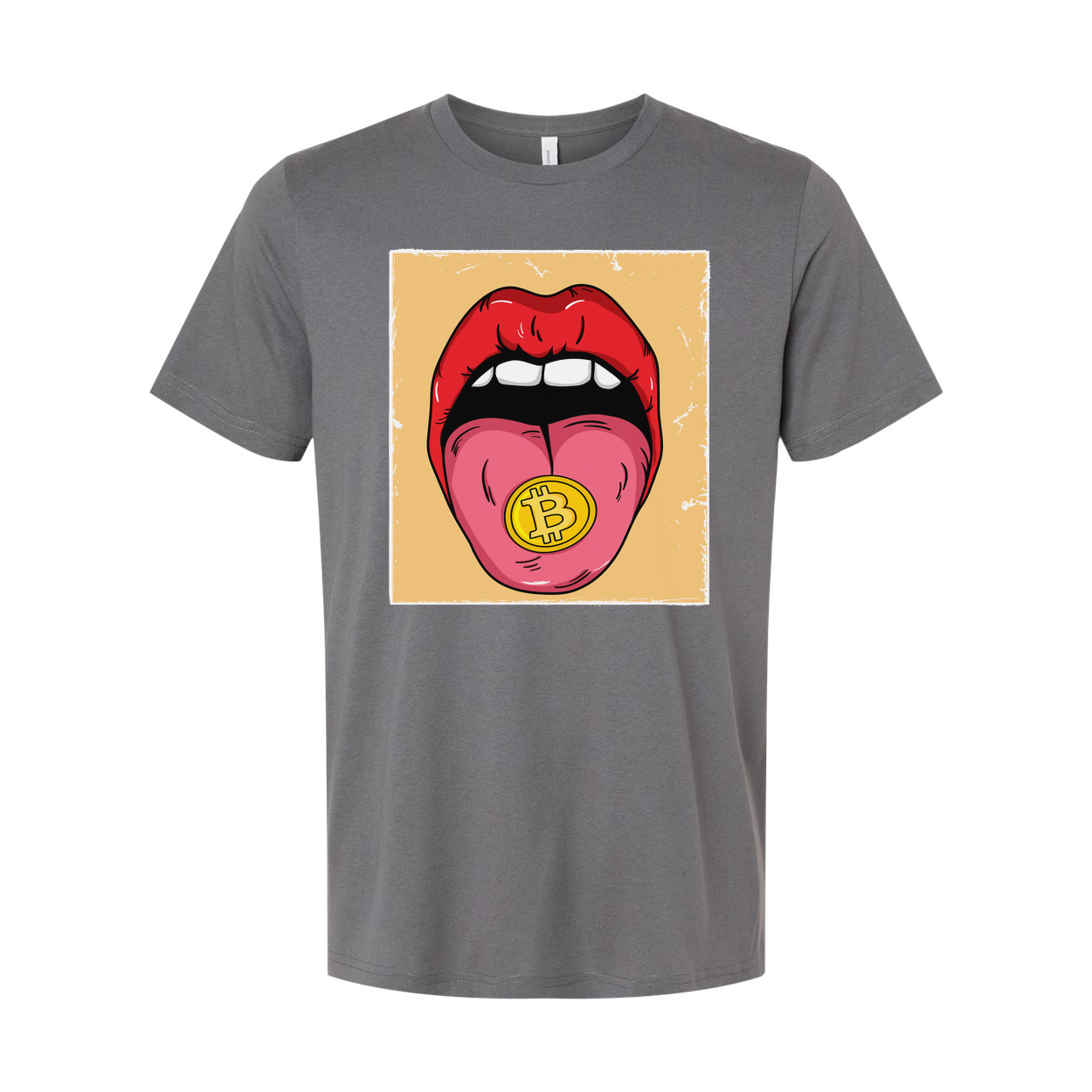 Crypto Bitcoin Tongue Graphic Tee for Unisex Adults