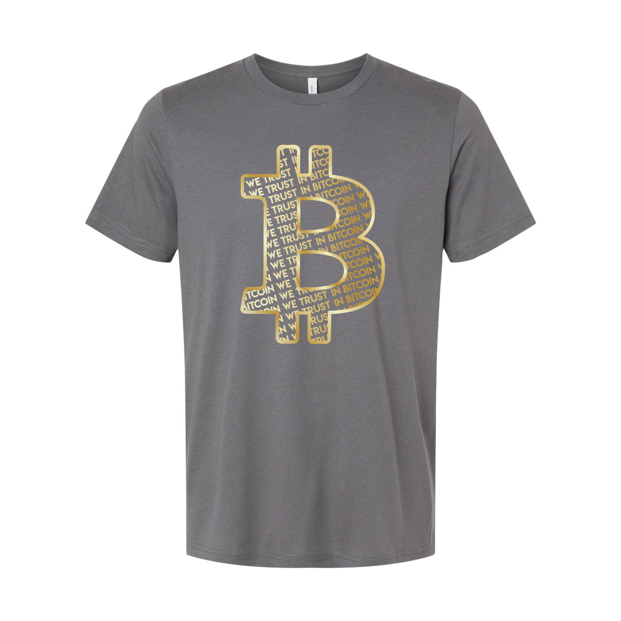 Unisex Bitcoin Symbol Graphic Tee With Gold Outline And Trust In Bitcoin Pattern