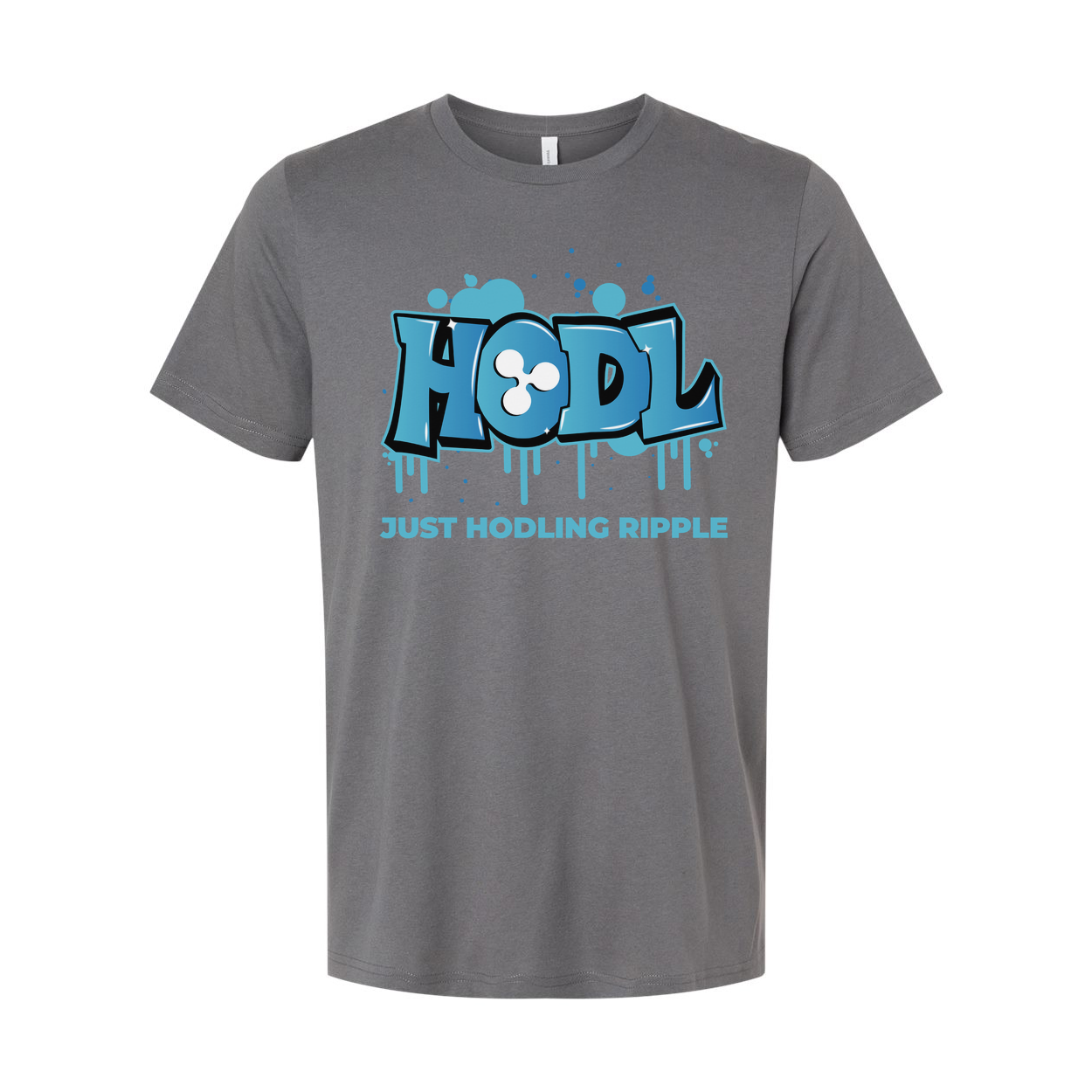 Crypto Hodl Graffiti Tee Featuring Blue HODL Logo And Just Hodling Ripple Text For Unisex Fit