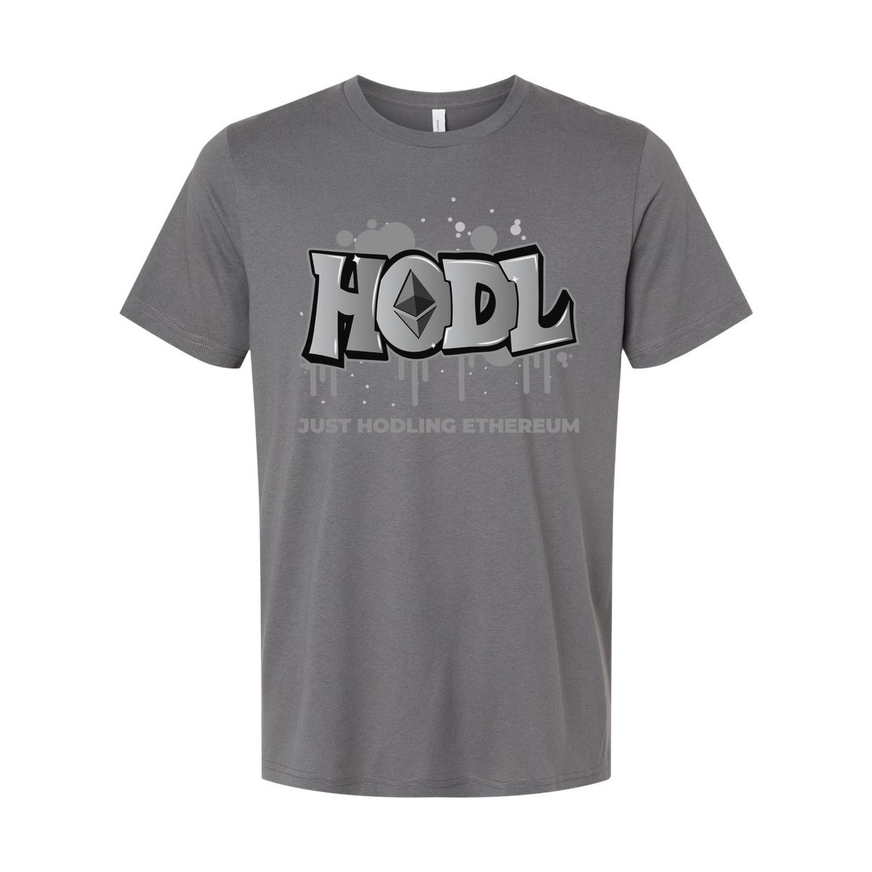 Unisex Short Sleeve Graphic Tee Featuring Hodl Ethereum Logo Artwork and Retro Typeface