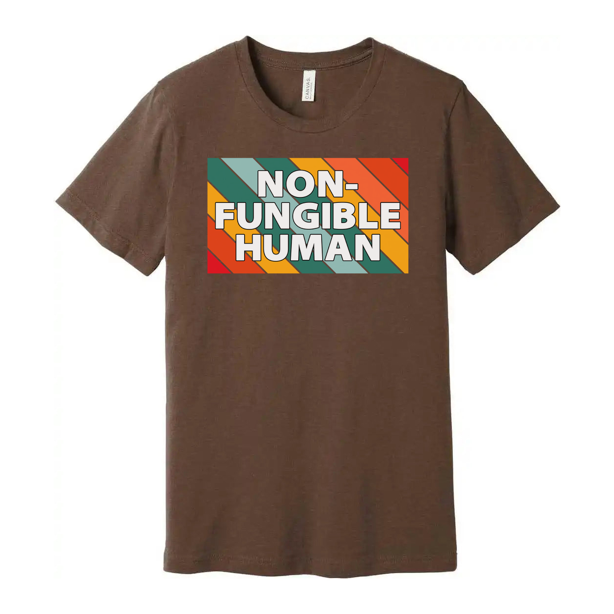 Non-Fungible Human Graphic Unisex T Shirt With Colorful Retro Stripe Pattern Artwork