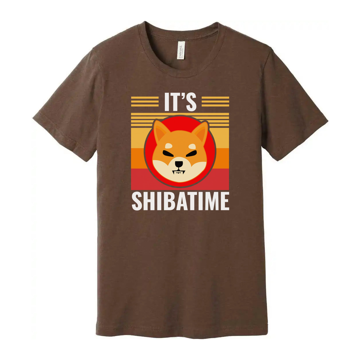 Its Shiba Time Graphic T Shirt With Retro Sunrise And Playful Shiba Inu Illustration For Casual Unisex Wear