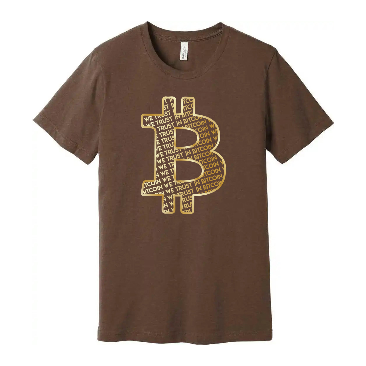 Unisex Bitcoin Symbol Graphic Tee With Gold Outline And Trust In Bitcoin Pattern
