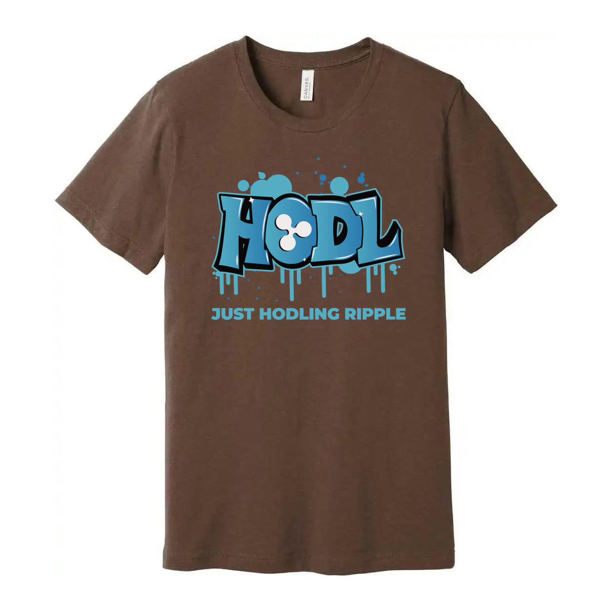 Crypto Hodl Graffiti Tee Featuring Blue HODL Logo And Just Hodling Ripple Text For Unisex Fit