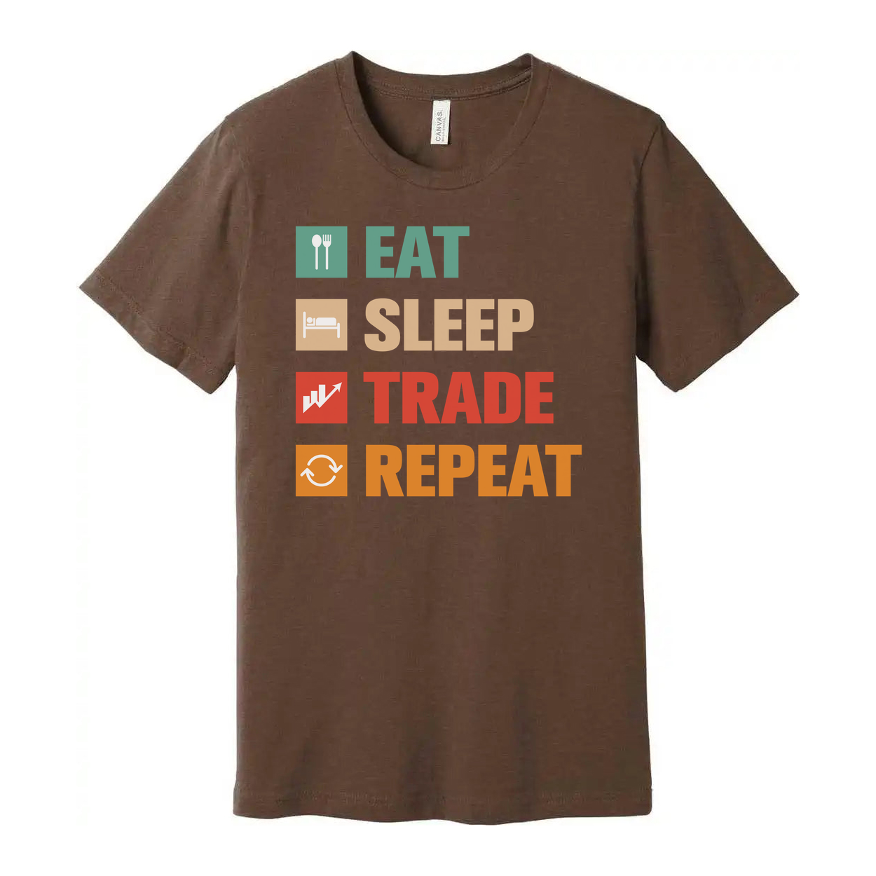Crypto Trading Unisex T Shirt Eat Sleep Trade Repeat Graphic Tee for Investors and Traders
