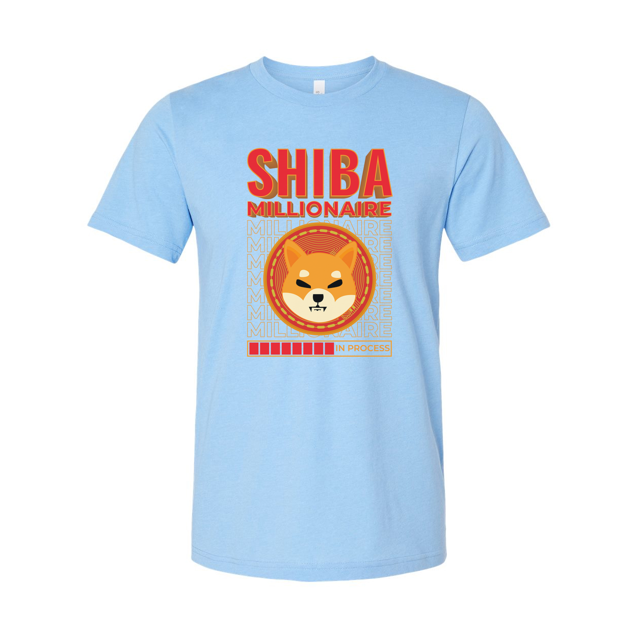 Shiba Millionaire Graphic T Shirt With Coin Emblem And Progress Bar Design Artwork