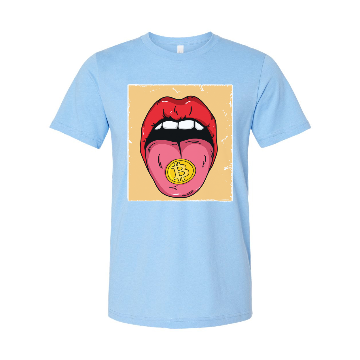 Crypto Bitcoin Tongue Graphic Tee for Unisex Adults