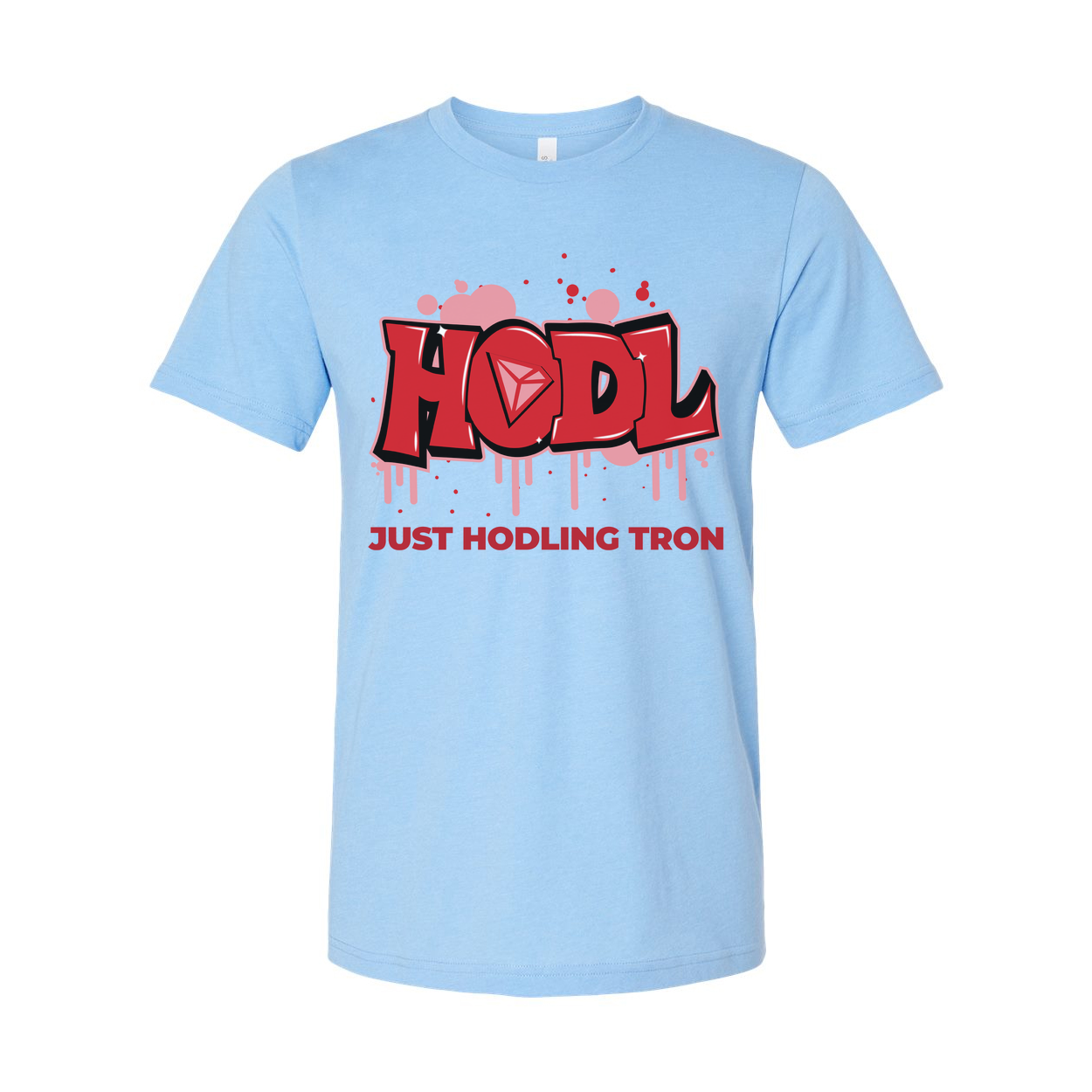 Hodl Tron Graphic Unisex Tee For Crypto Enthusiasts With Bold Red Lettering And Drip Design