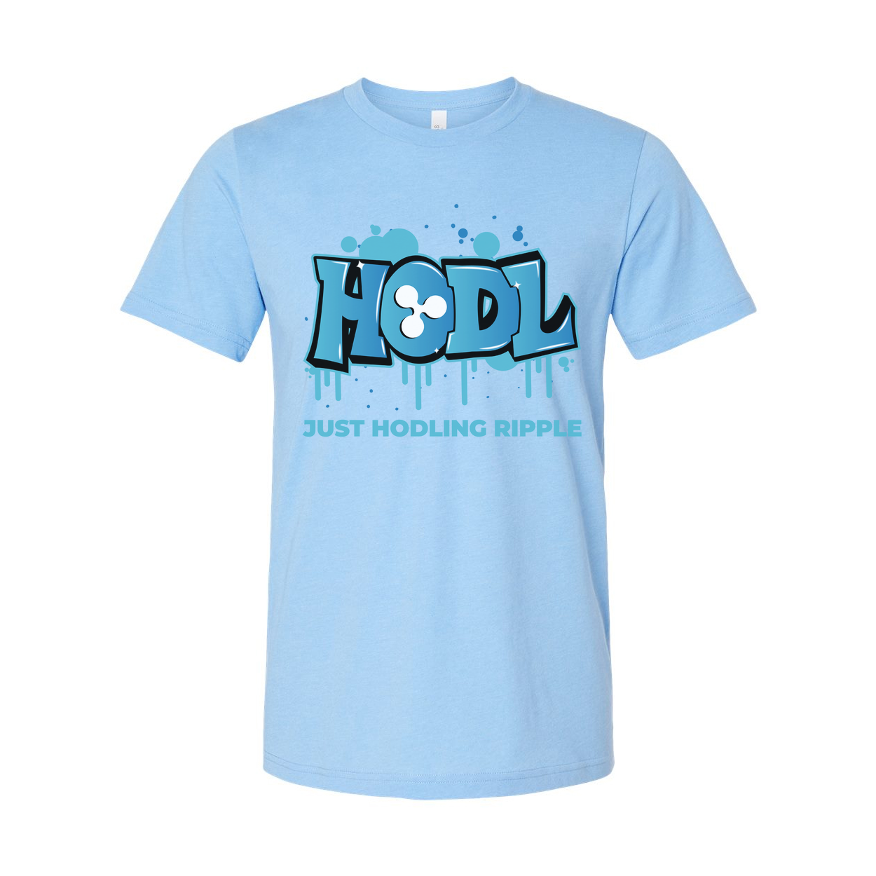 Crypto Hodl Graffiti Tee Featuring Blue HODL Logo And Just Hodling Ripple Text For Unisex Fit