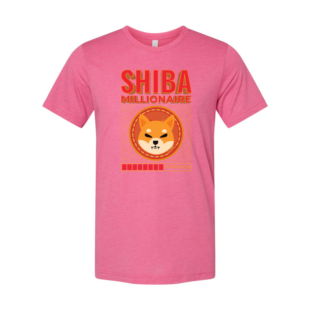 Shiba Millionaire Graphic T Shirt With Coin Emblem And Progress Bar Design Artwork
