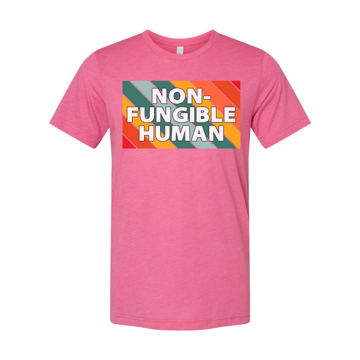 Non-Fungible Human Graphic Unisex T Shirt With Colorful Retro Stripe Pattern Artwork