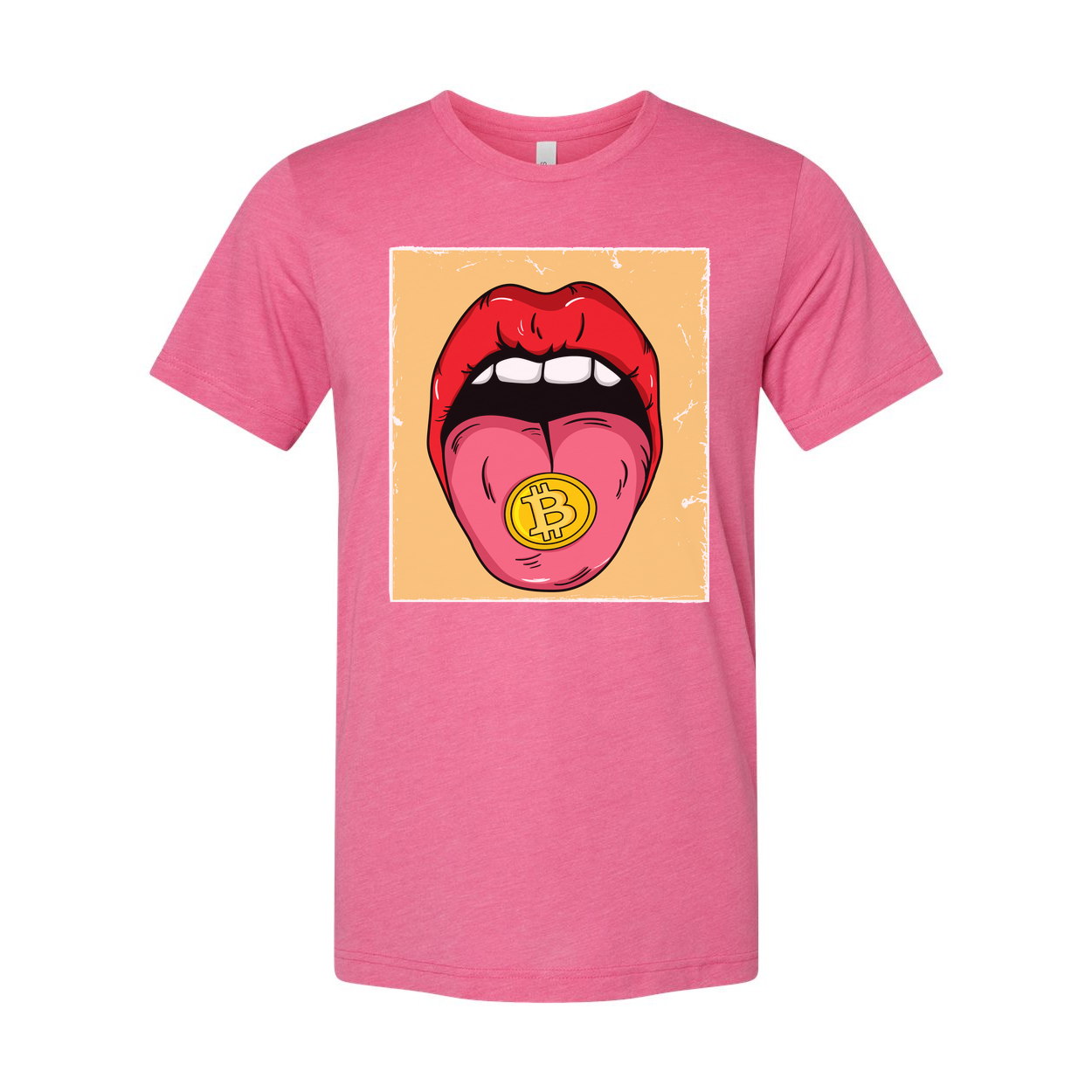 Crypto Bitcoin Tongue Graphic Tee for Unisex Adults
