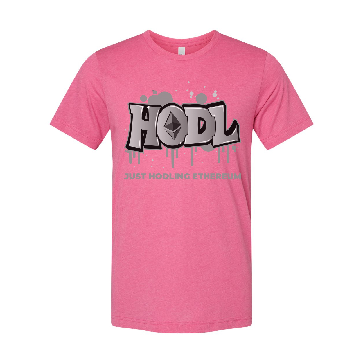 Unisex Short Sleeve Graphic Tee Featuring Hodl Ethereum Logo Artwork and Retro Typeface