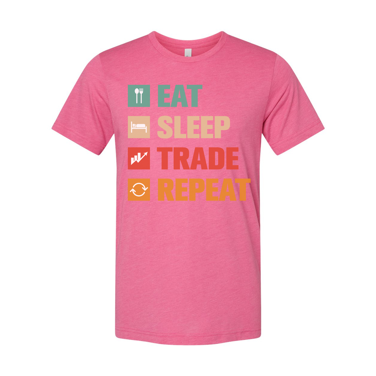 Crypto Trading Unisex T Shirt Eat Sleep Trade Repeat Graphic Tee for Investors and Traders