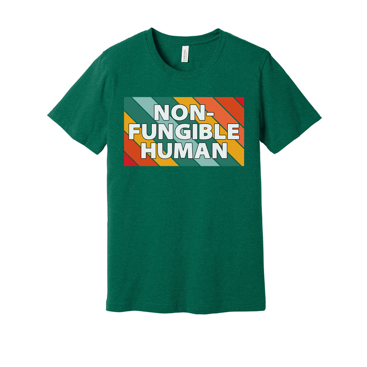 Non-Fungible Human Graphic Unisex T Shirt With Colorful Retro Stripe Pattern Artwork