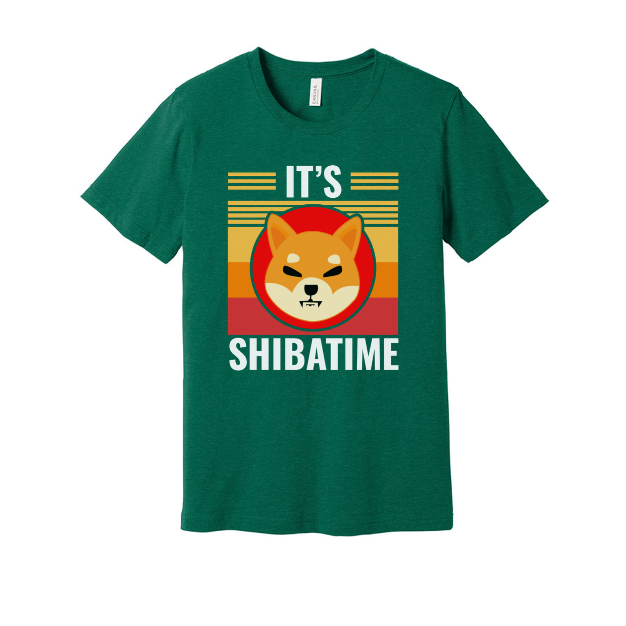 Its Shiba Time Graphic T Shirt With Retro Sunrise And Playful Shiba Inu Illustration For Casual Unisex Wear