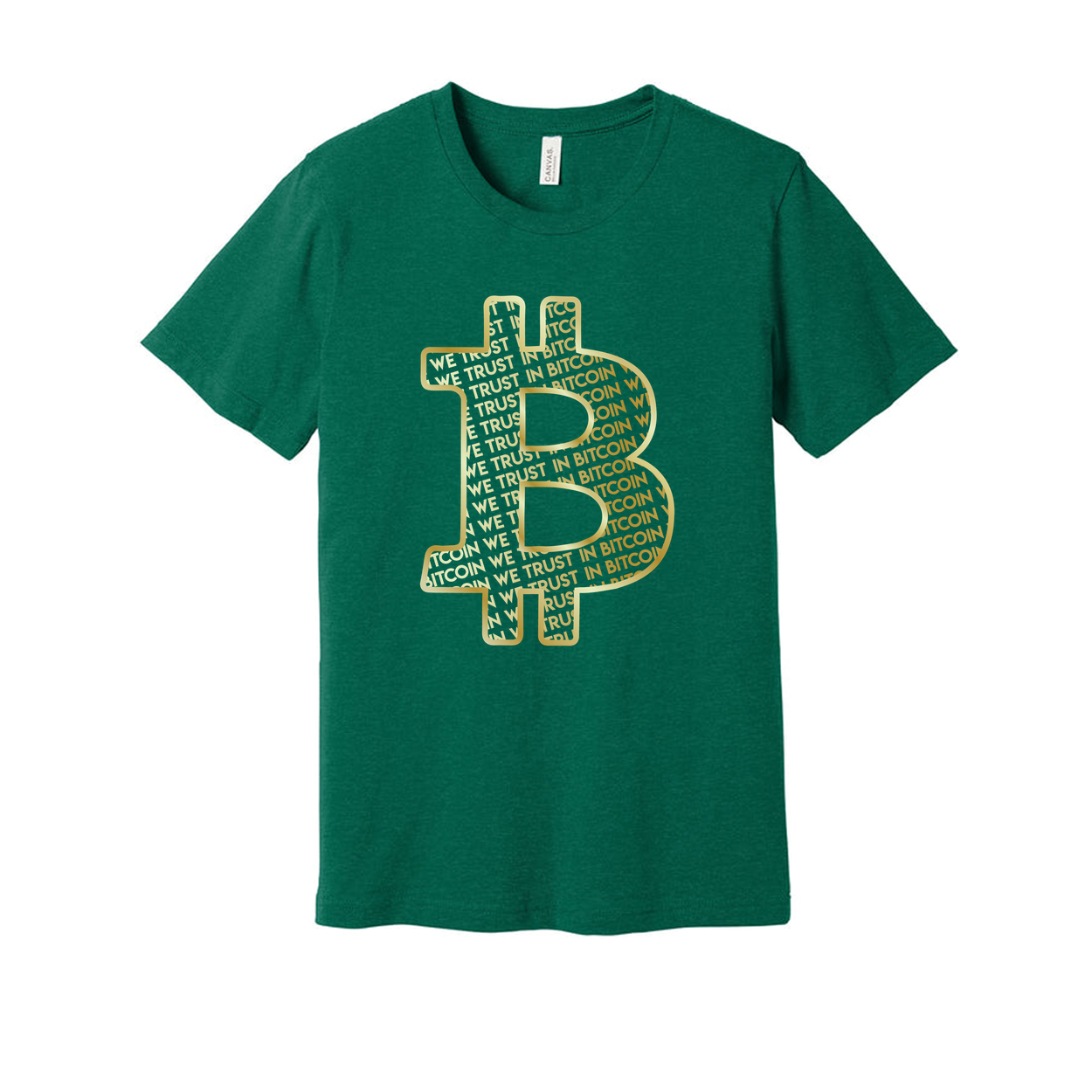 Unisex Bitcoin Symbol Graphic Tee With Gold Outline And Trust In Bitcoin Pattern