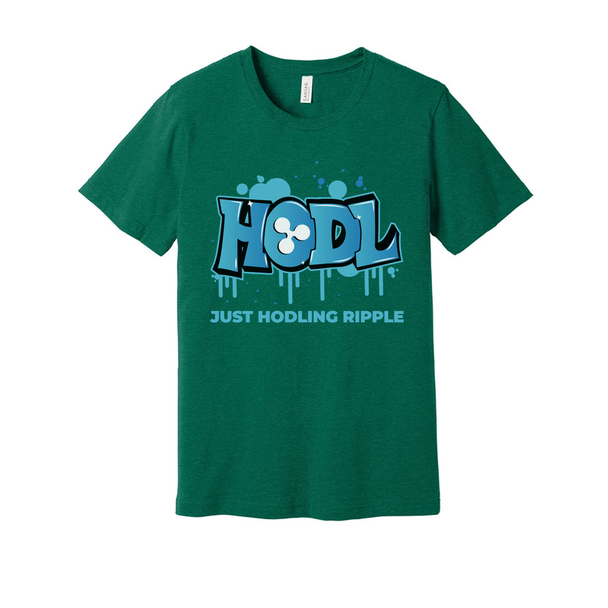 Crypto Hodl Graffiti Tee Featuring Blue HODL Logo And Just Hodling Ripple Text For Unisex Fit