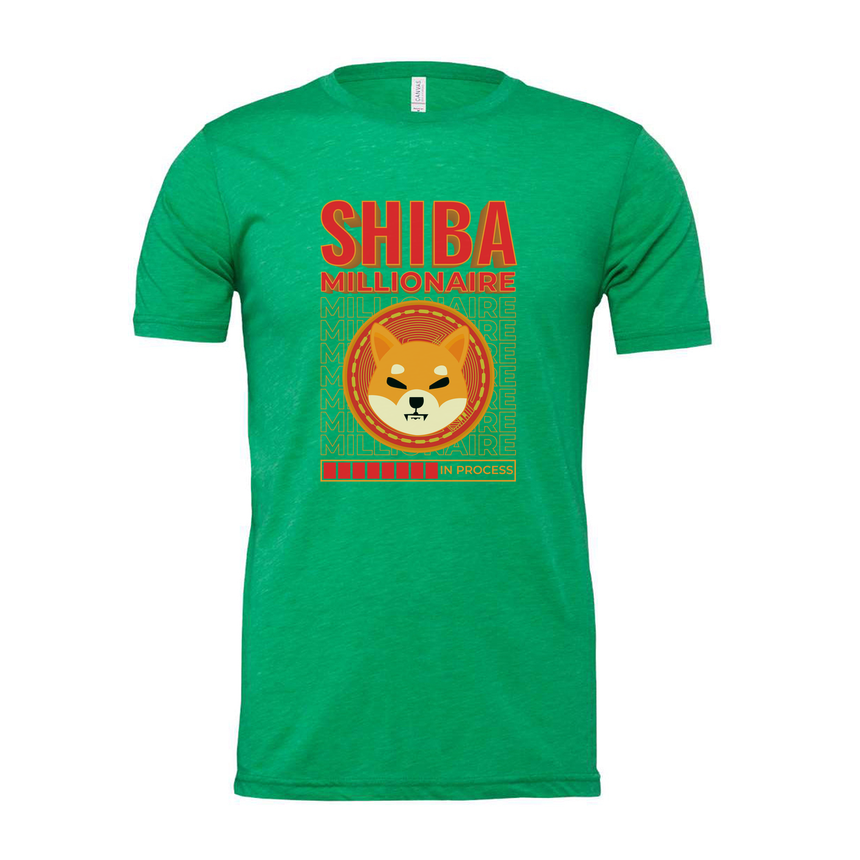 Shiba Millionaire Graphic T Shirt With Coin Emblem And Progress Bar Design Artwork