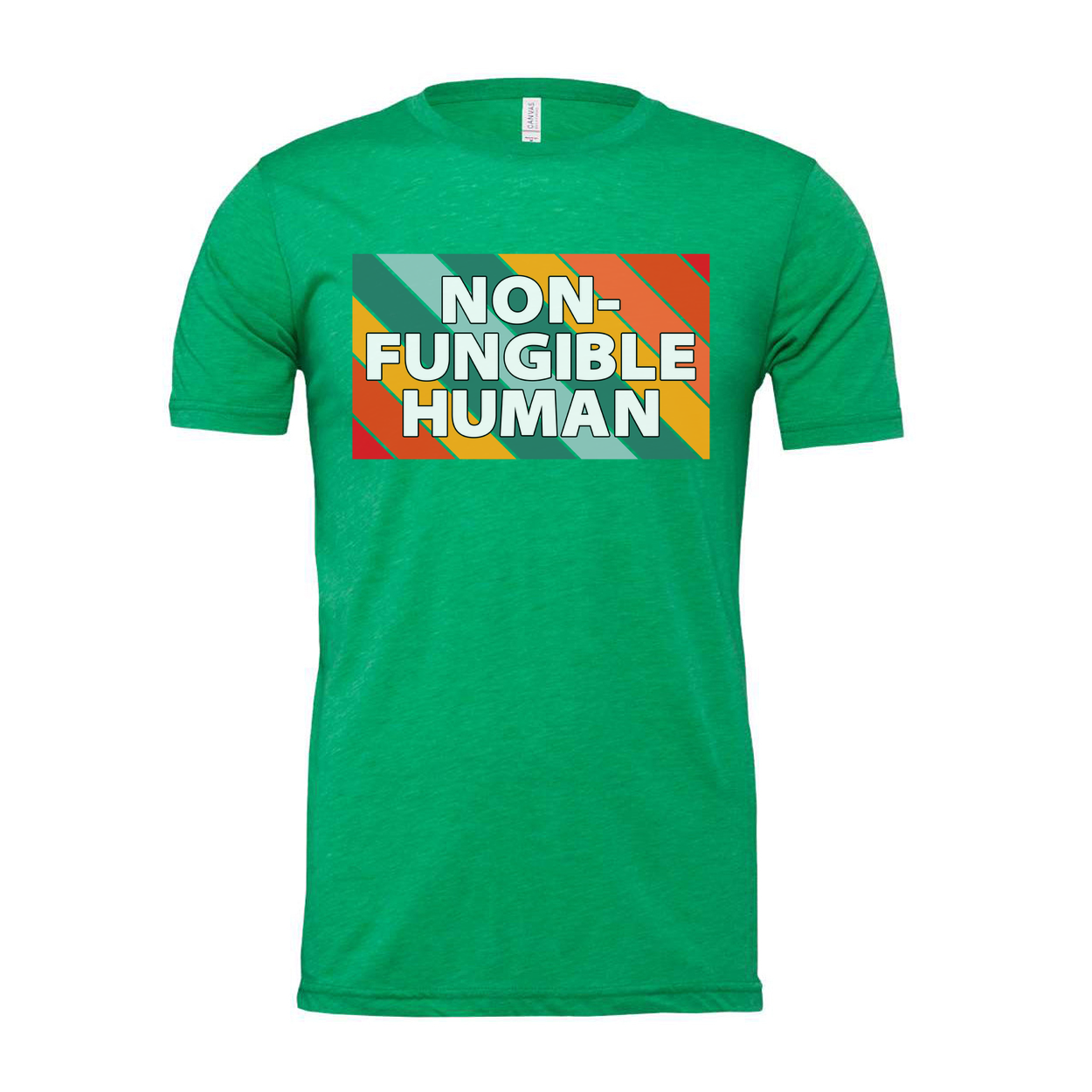 Non-Fungible Human Graphic Unisex T Shirt With Colorful Retro Stripe Pattern Artwork