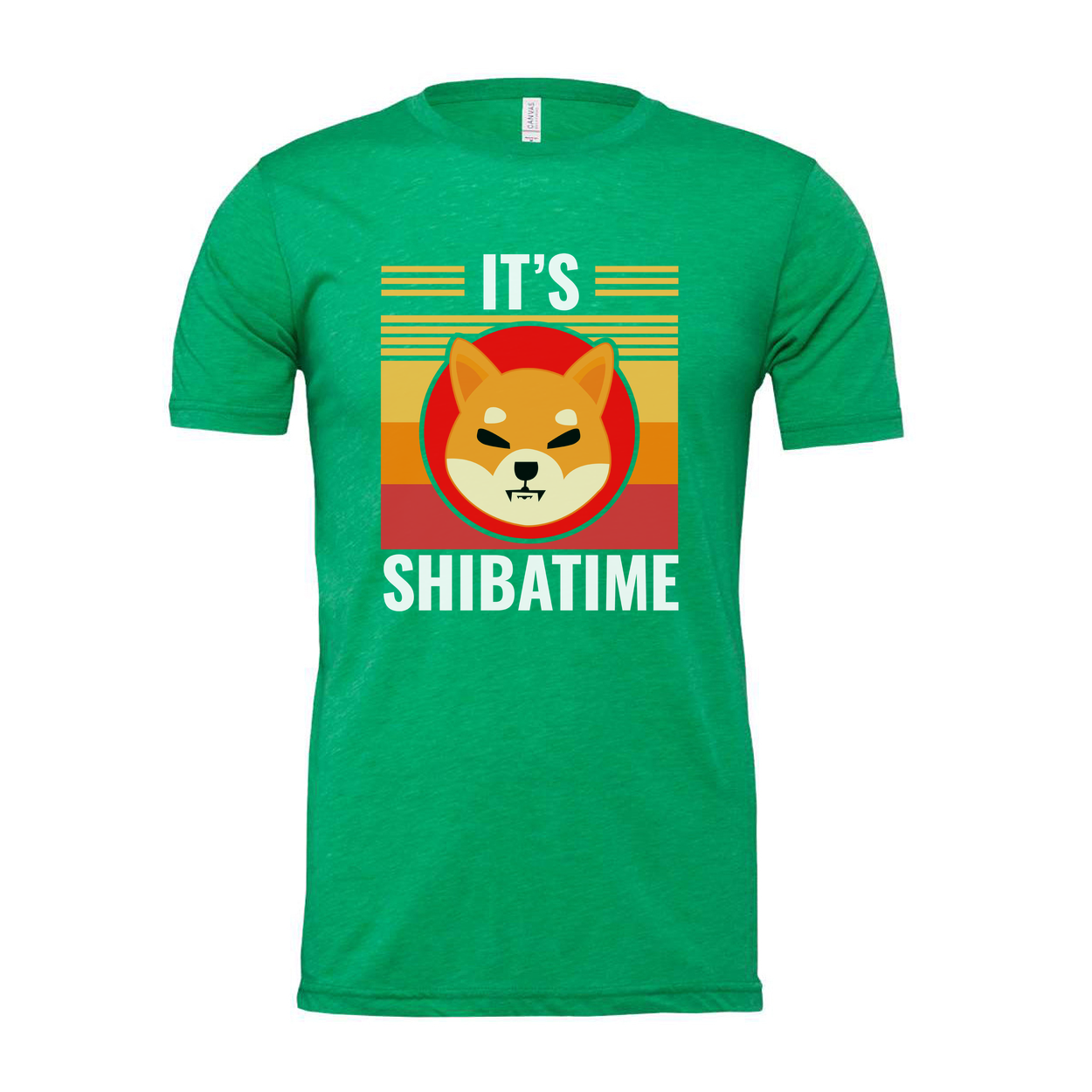 Its Shiba Time Graphic T Shirt With Retro Sunrise And Playful Shiba Inu Illustration For Casual Unisex Wear
