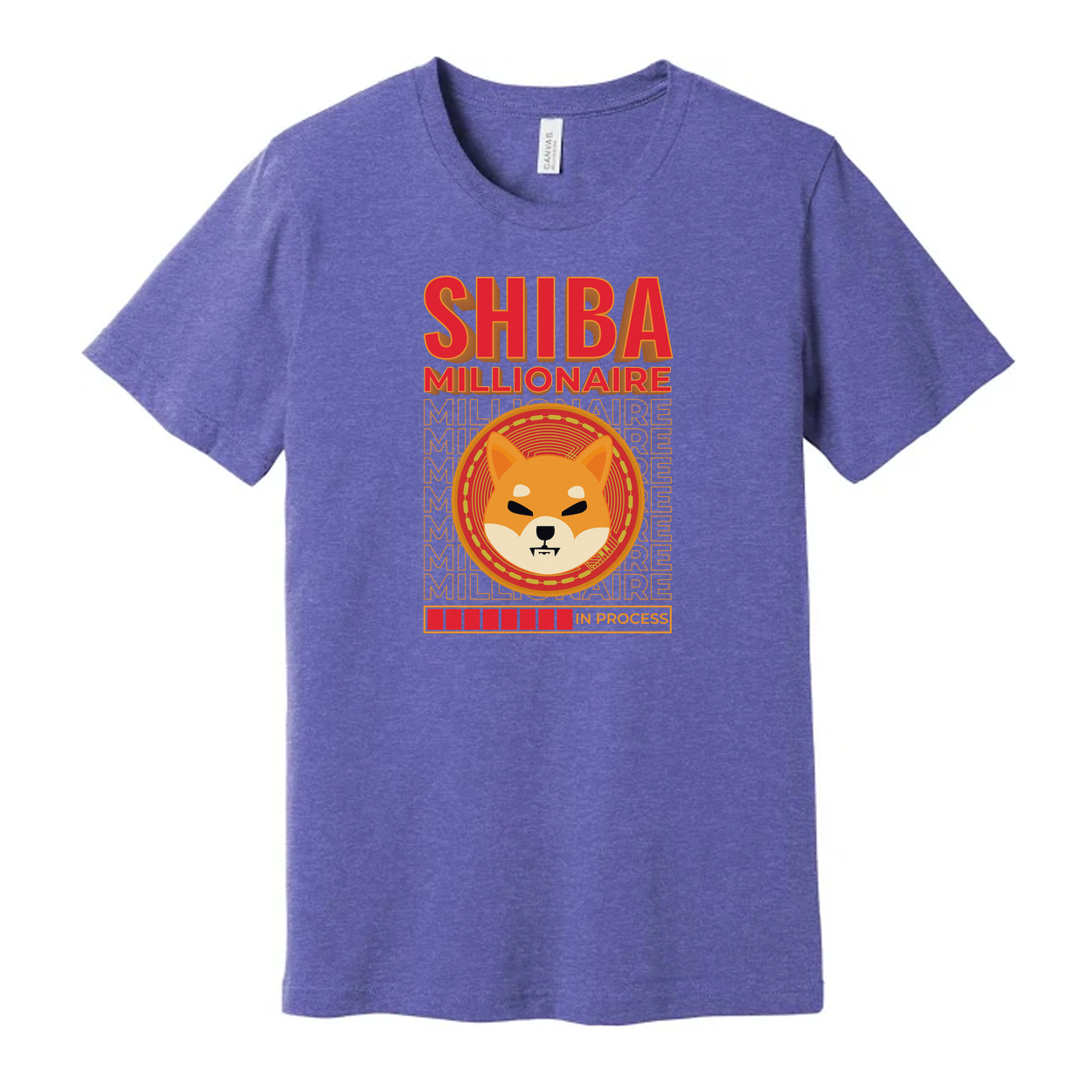 Shiba Millionaire Graphic T Shirt With Coin Emblem And Progress Bar Design Artwork